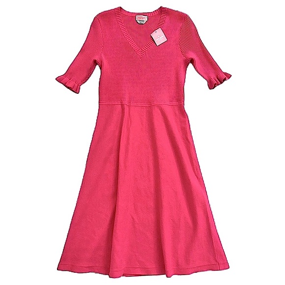 NWT KATE SPADE Bright Rose‎ Pink V Neck Sweater Dress - Picture 2 of 5